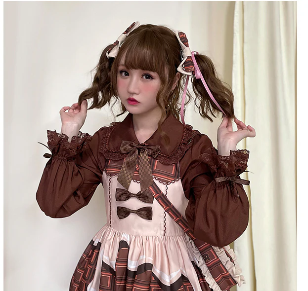 Chocolate Heart - Sweet Lolita Long Sleeve Blouse Multicolors - Image 9