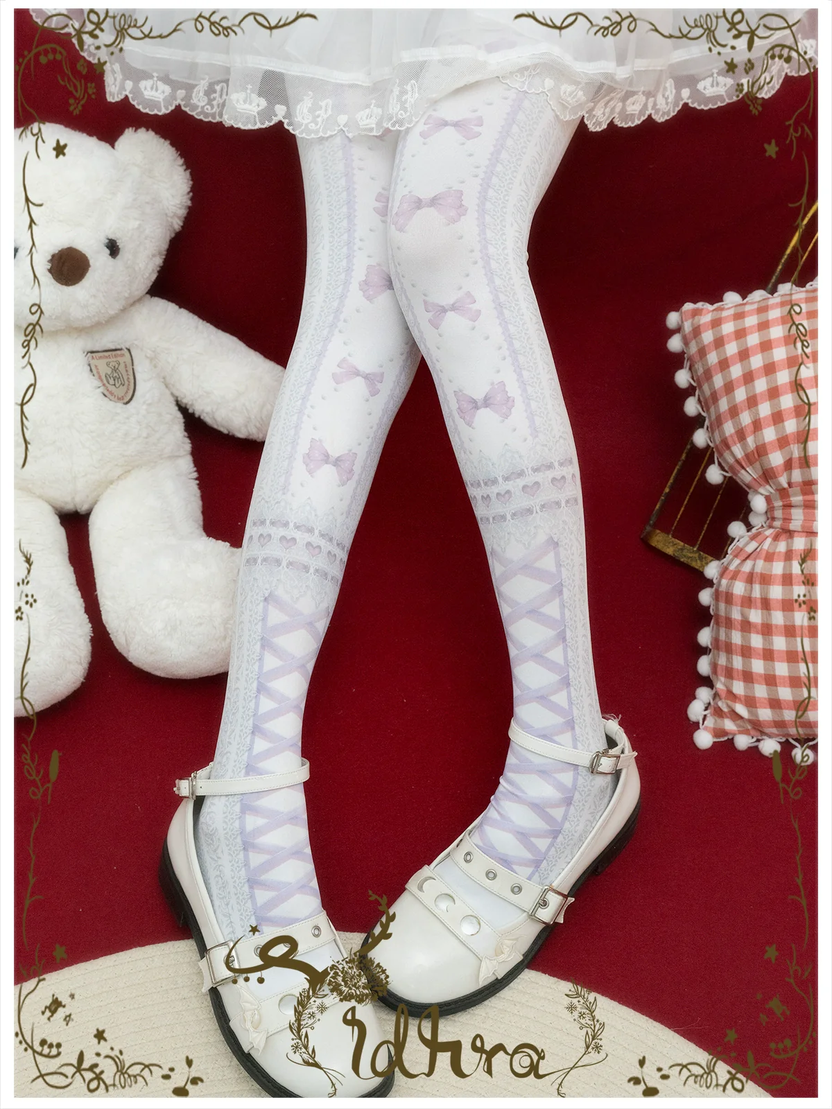Yidhra - Christmas Lolita Pantyhose with Calf Lace Decoration - Image 10