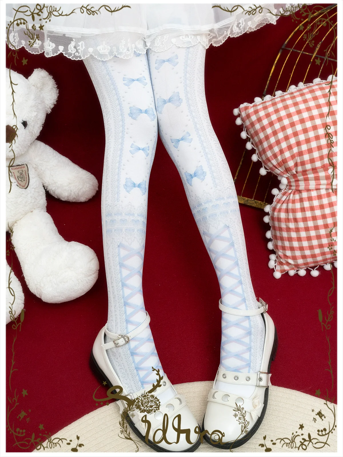 Yidhra - Christmas Lolita Pantyhose with Calf Lace Decoration - Image 11