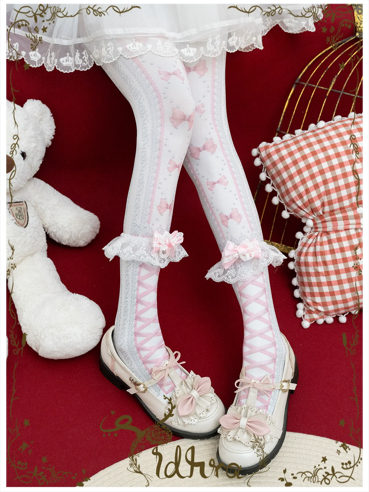 Yidhra - Christmas Lolita Pantyhose with Calf Lace Decoration - Image 2