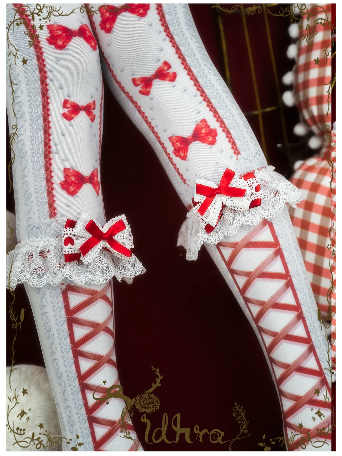 Yidhra - Christmas Lolita Pantyhose with Calf Lace Decoration - Image 6