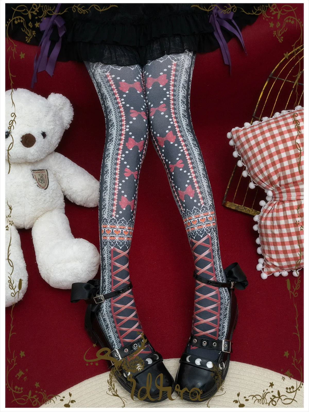 Yidhra - Christmas Lolita Pantyhose with Calf Lace Decoration - Image 9