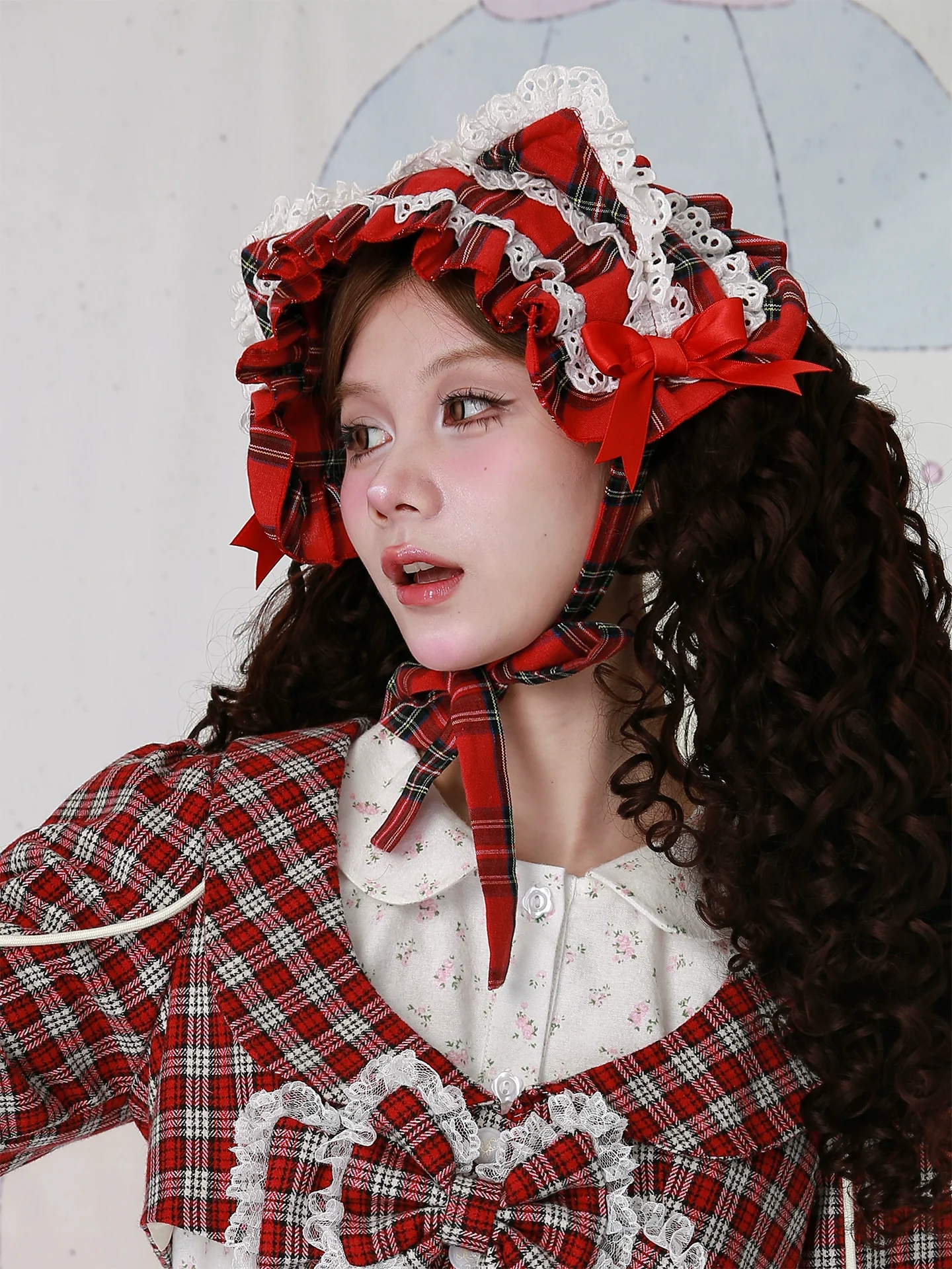 SOS MEME CLUB - Christmas Sweet Lolita Hairband, Red Plaid Cat Ear - Image 13