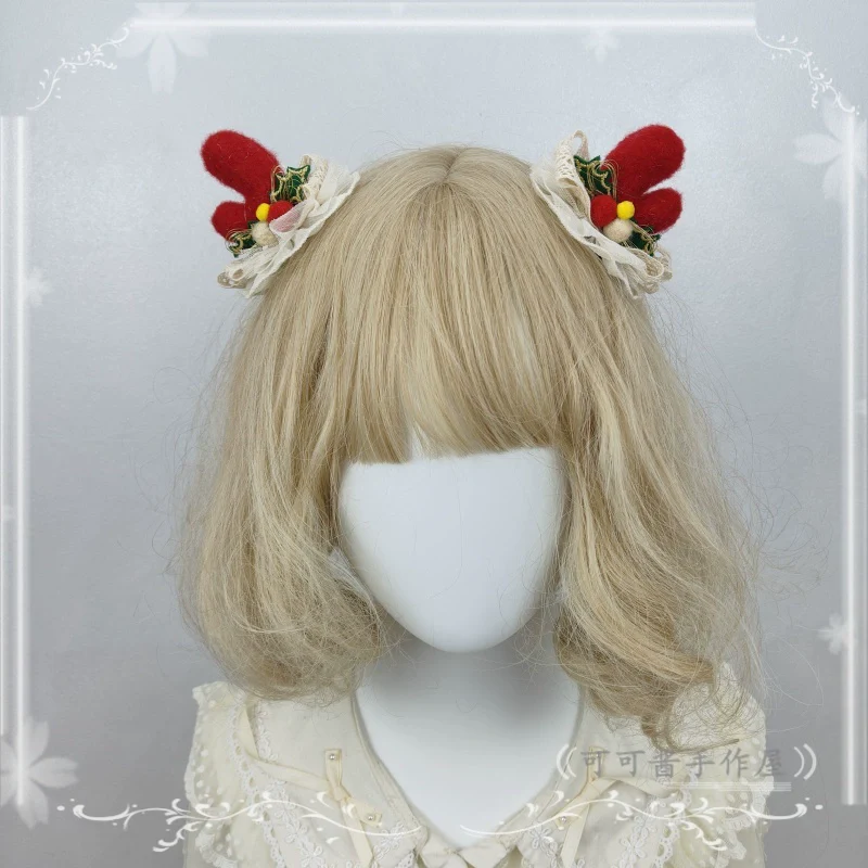Christmas Sweet Lolita Headdress, Antler Shaped Design - Image 5