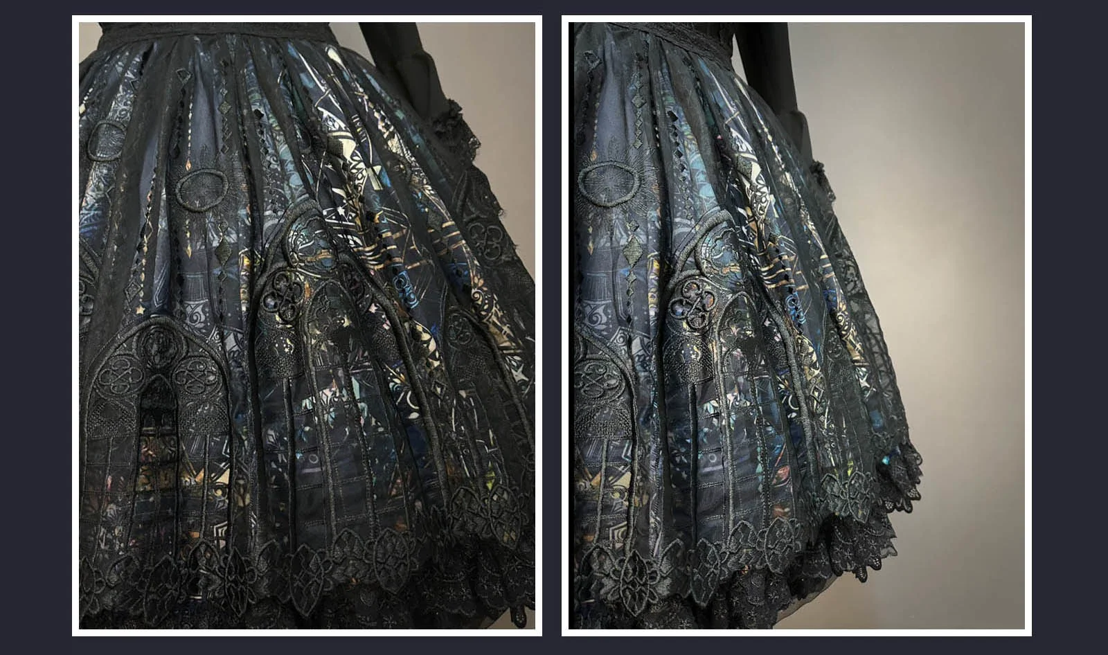SUSIN - Night Traveler - Classic and Elegant Gothic Dress with Colorful Window Prints - Image 24