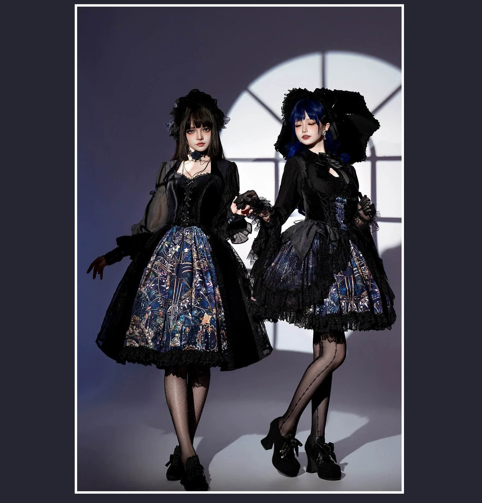 SUSIN - Night Traveler - Classic and Elegant Gothic Dress with Colorful Window Prints - Image 3