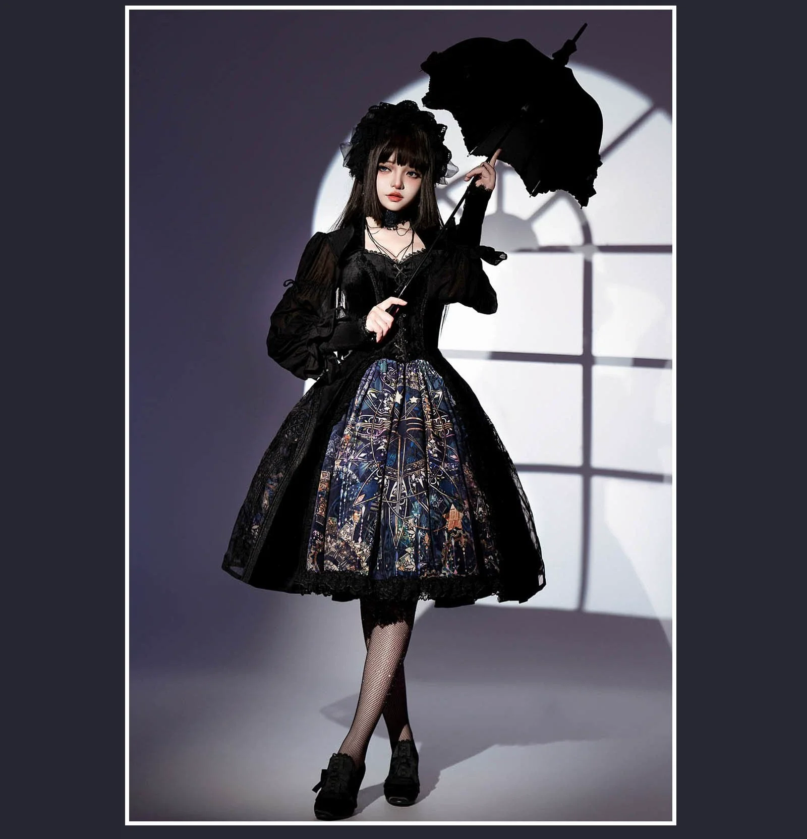 SUSIN - Night Traveler - Classic and Elegant Gothic Dress with Colorful Window Prints - Image 32