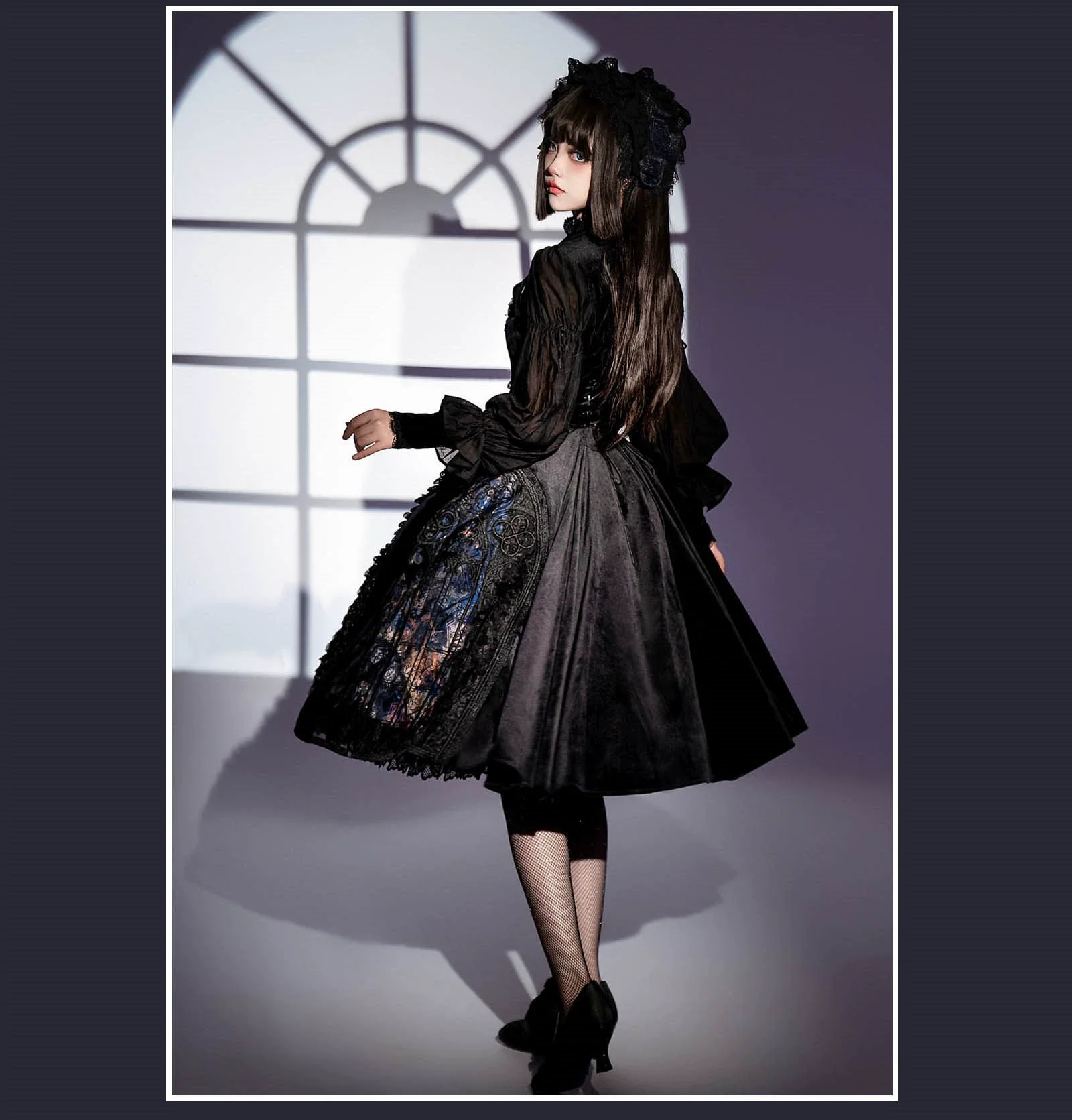 SUSIN - Night Traveler - Classic and Elegant Gothic Dress with Colorful Window Prints - Image 33