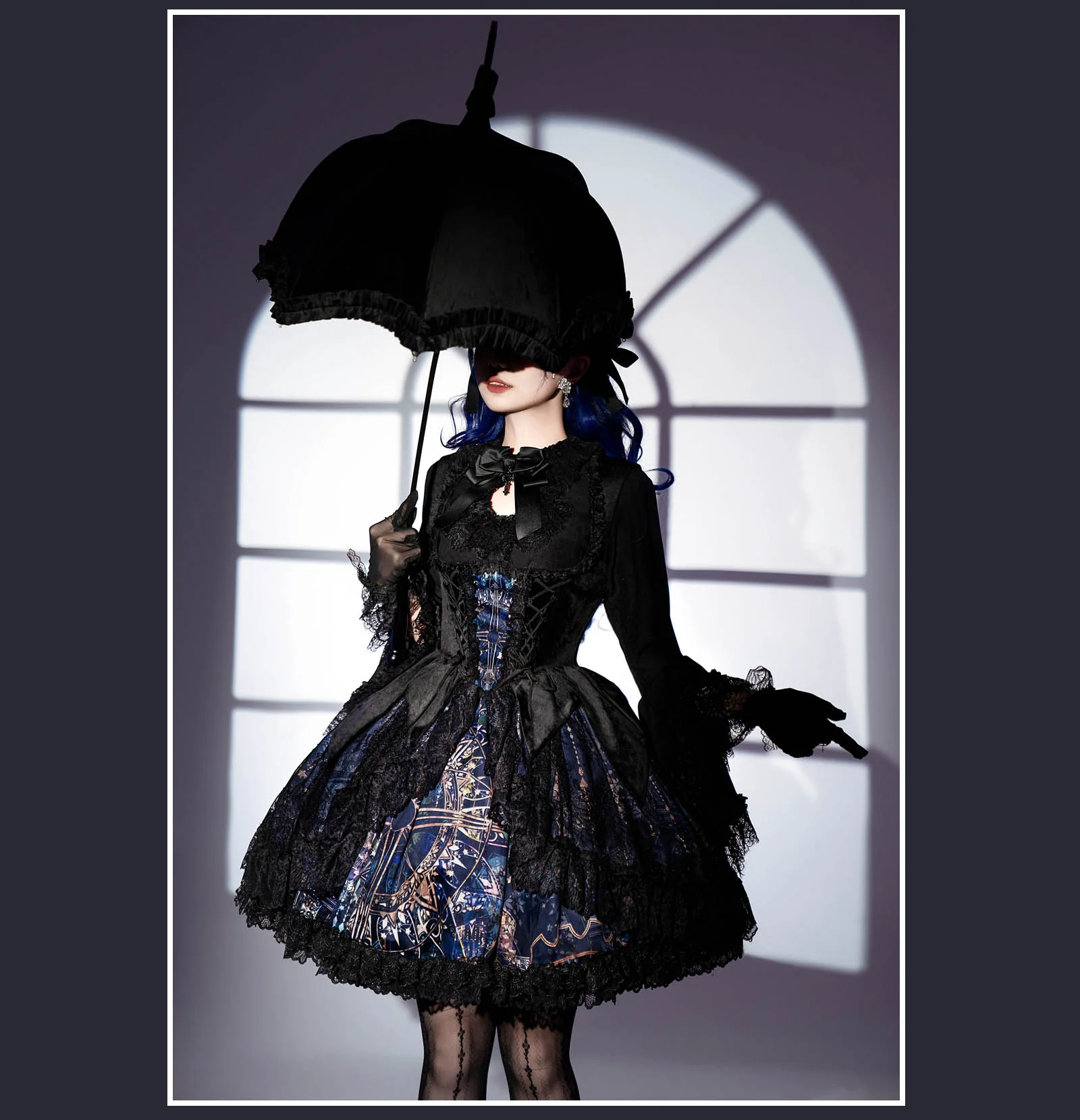 SUSIN - Night Traveler - Classic and Elegant Gothic Dress with Colorful Window Prints - Image 34