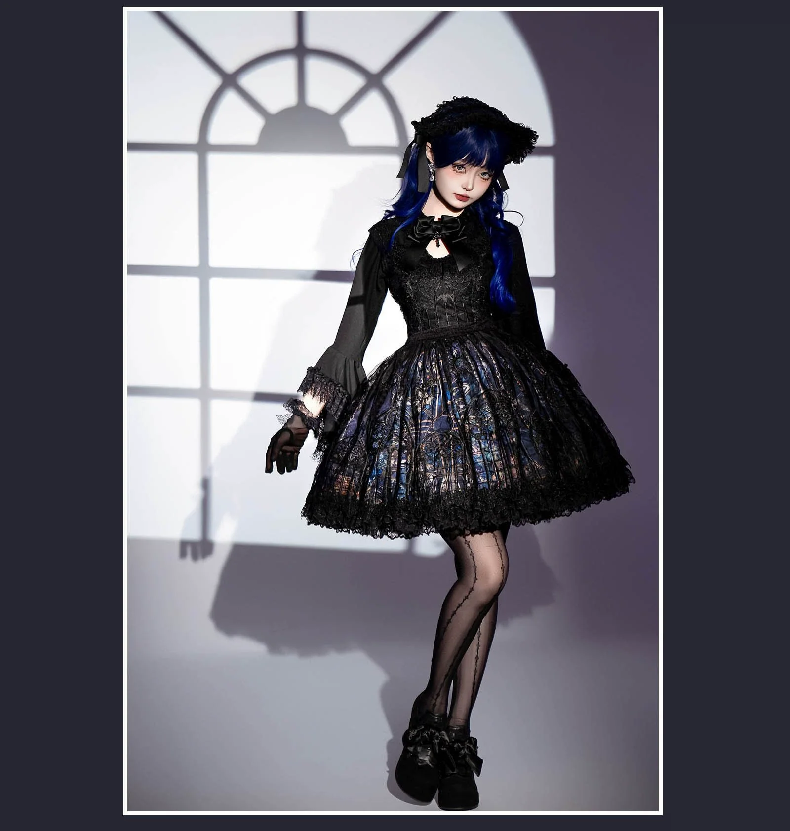 SUSIN - Night Traveler - Classic and Elegant Gothic Dress with Colorful Window Prints - Image 41