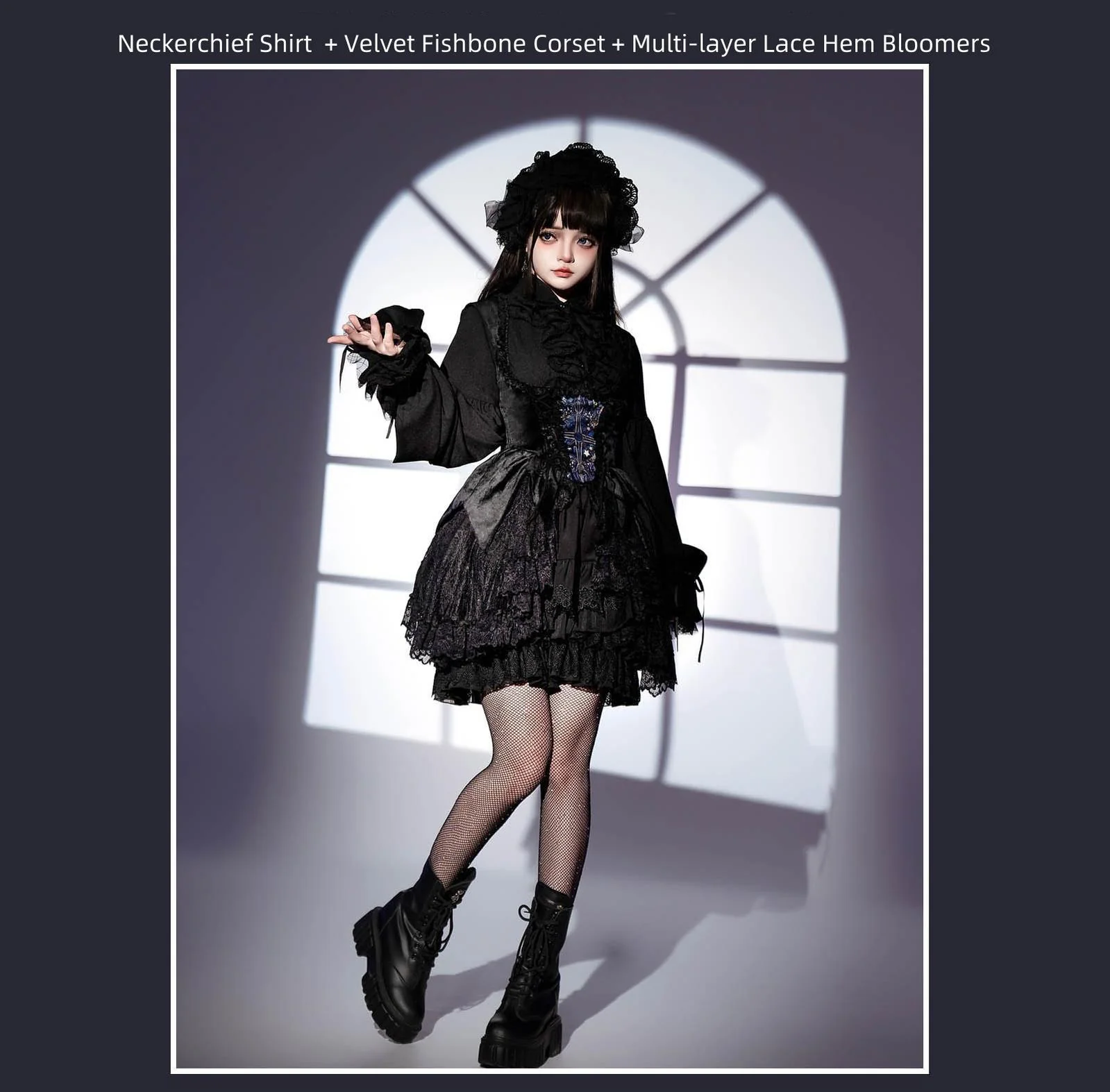 SUSIN - Night Traveler - Classic and Elegant Gothic Dress with Colorful Window Prints - Image 44