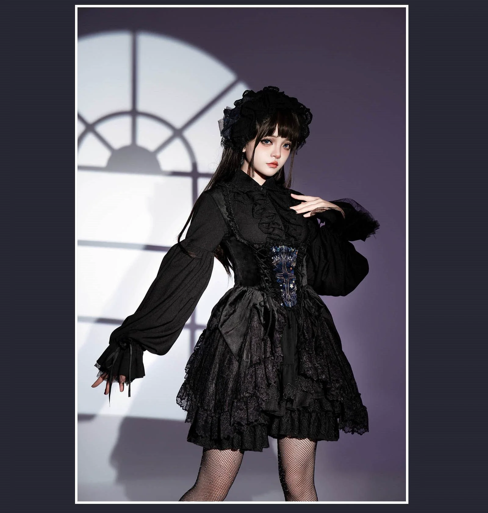 SUSIN - Night Traveler - Classic and Elegant Gothic Dress with Colorful Window Prints - Image 45