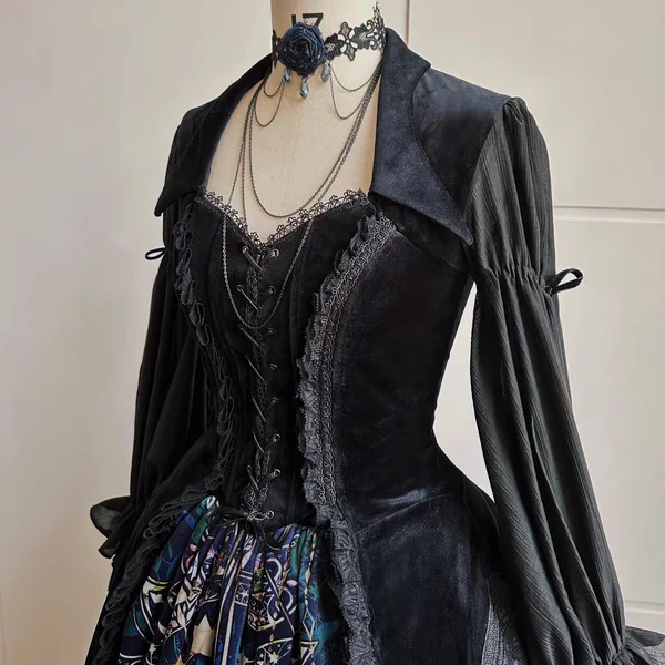 SUSIN - Night Traveler - Classic and Elegant Gothic Dress with Colorful Window Prints - Image 7