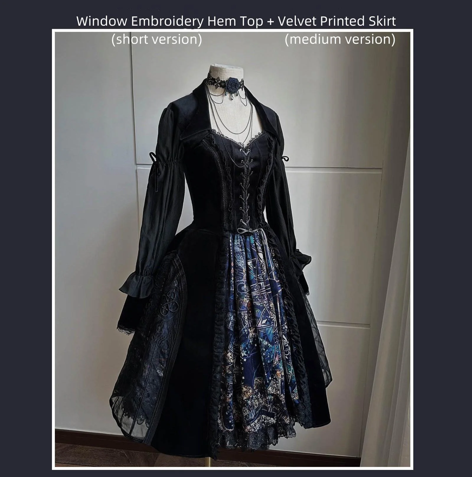 SUSIN - Night Traveler - Classic and Elegant Gothic Dress with Colorful Window Prints - Image 9