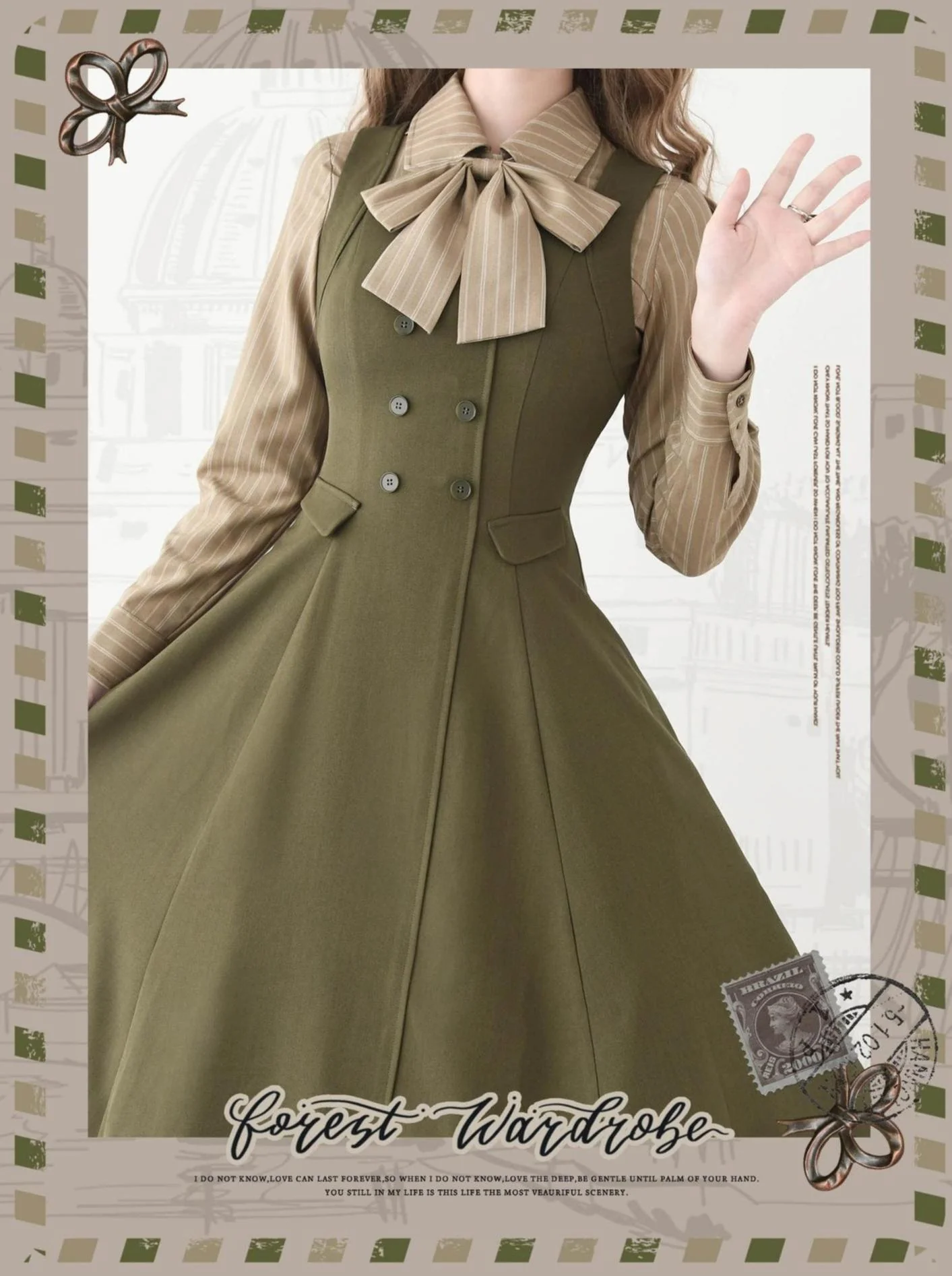 Foggy Forest - Elegant Lolita A-line JSK Dress, Side Pockets - Image 10