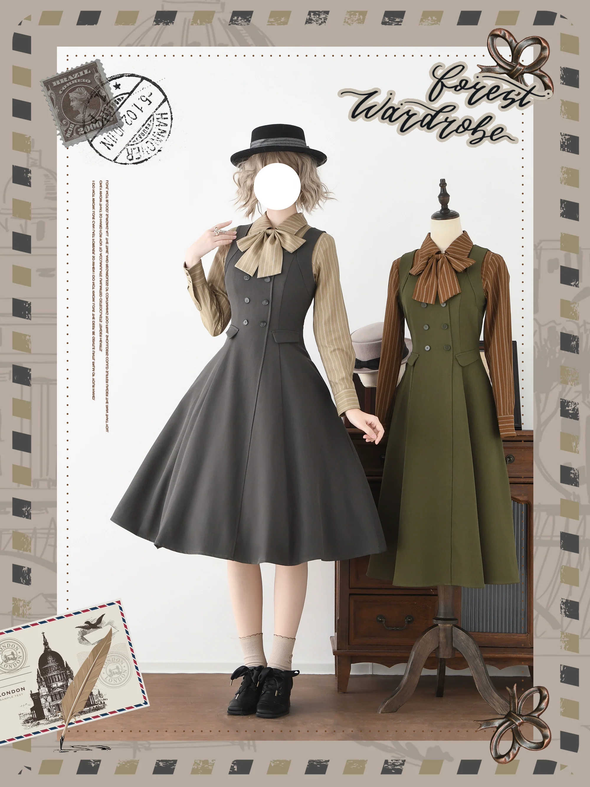 Foggy Forest - Elegant Lolita A-line JSK Dress, Side Pockets - Image 11