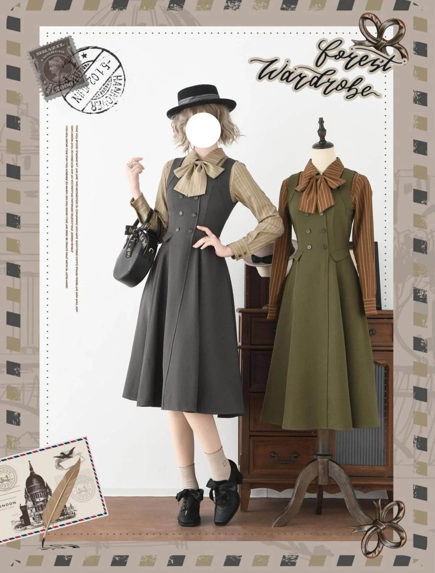Foggy Forest - Elegant Lolita A-line JSK Dress, Side Pockets - Image 12