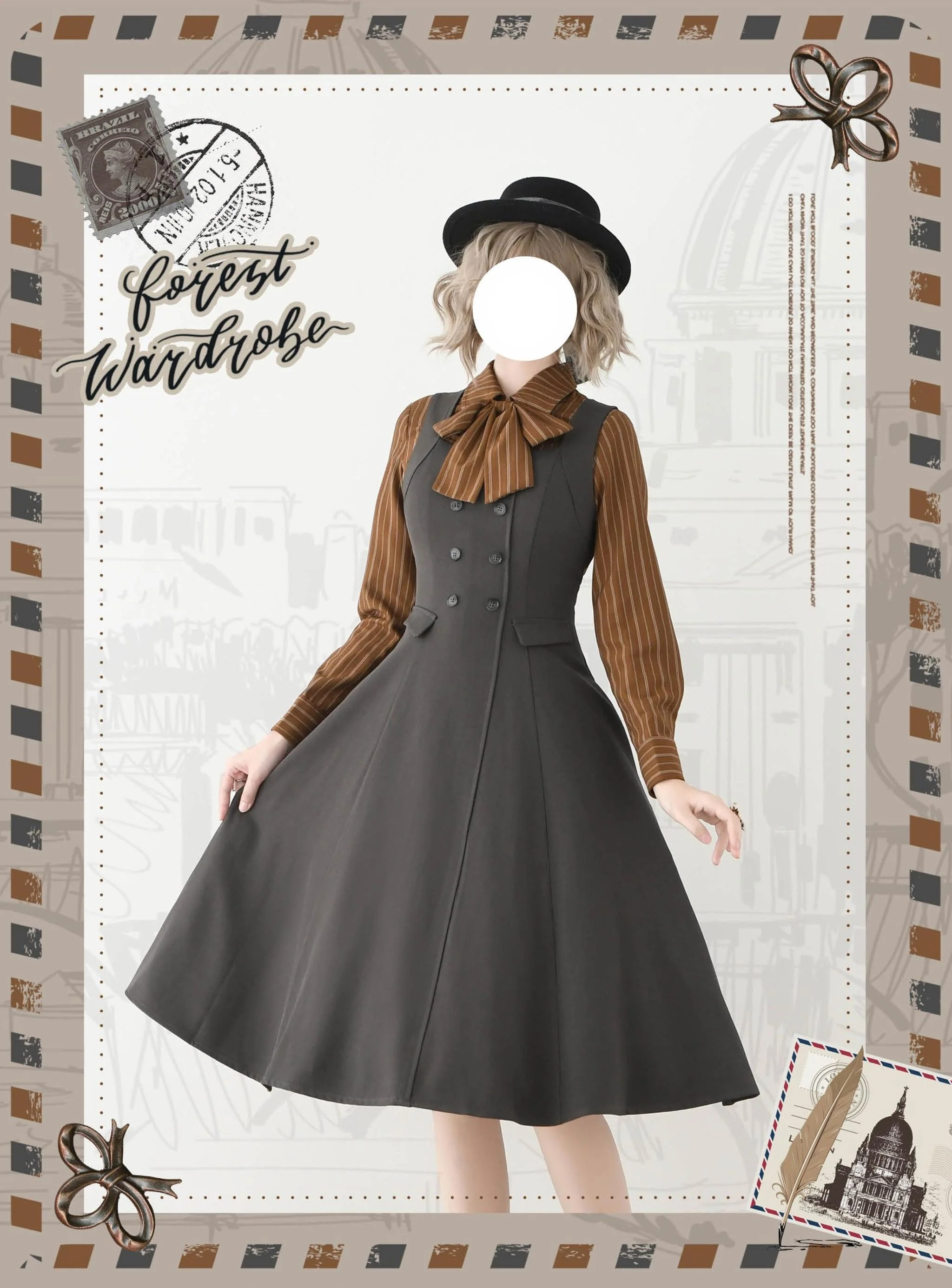 Foggy Forest - Elegant Lolita A-line JSK Dress, Side Pockets - Image 13