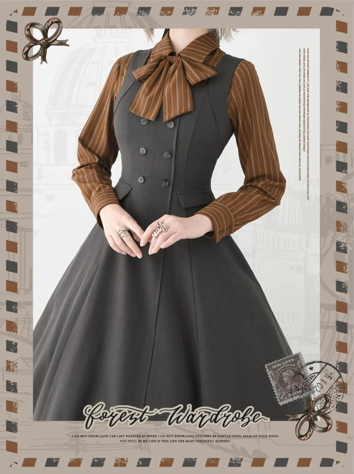 Foggy Forest - Elegant Lolita A-line JSK Dress, Side Pockets - Image 14