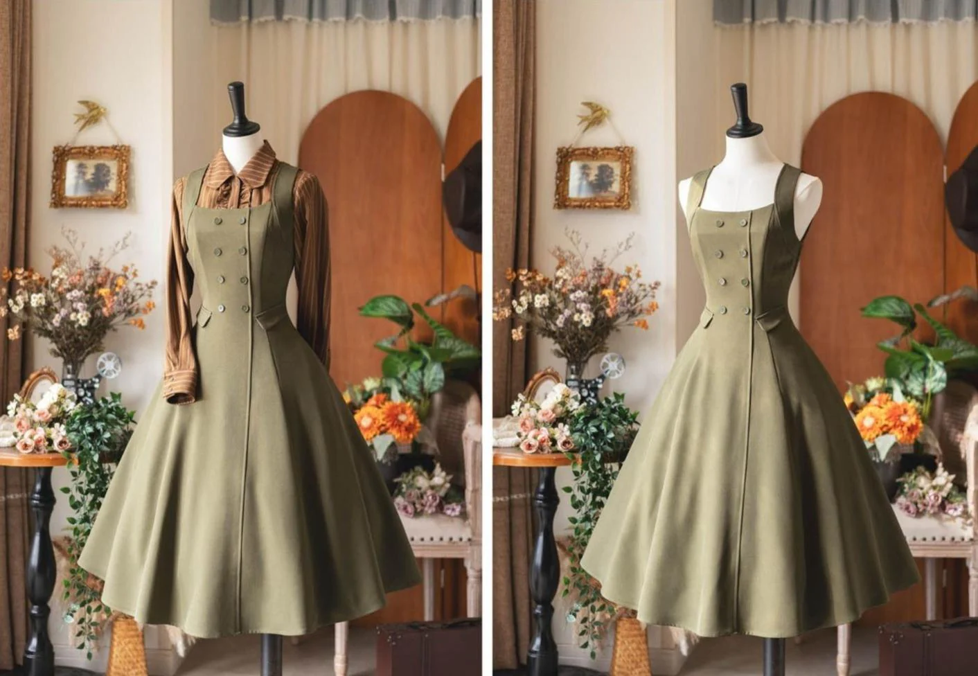 Foggy Forest - Elegant Lolita A-line JSK Dress, Side Pockets - Image 22