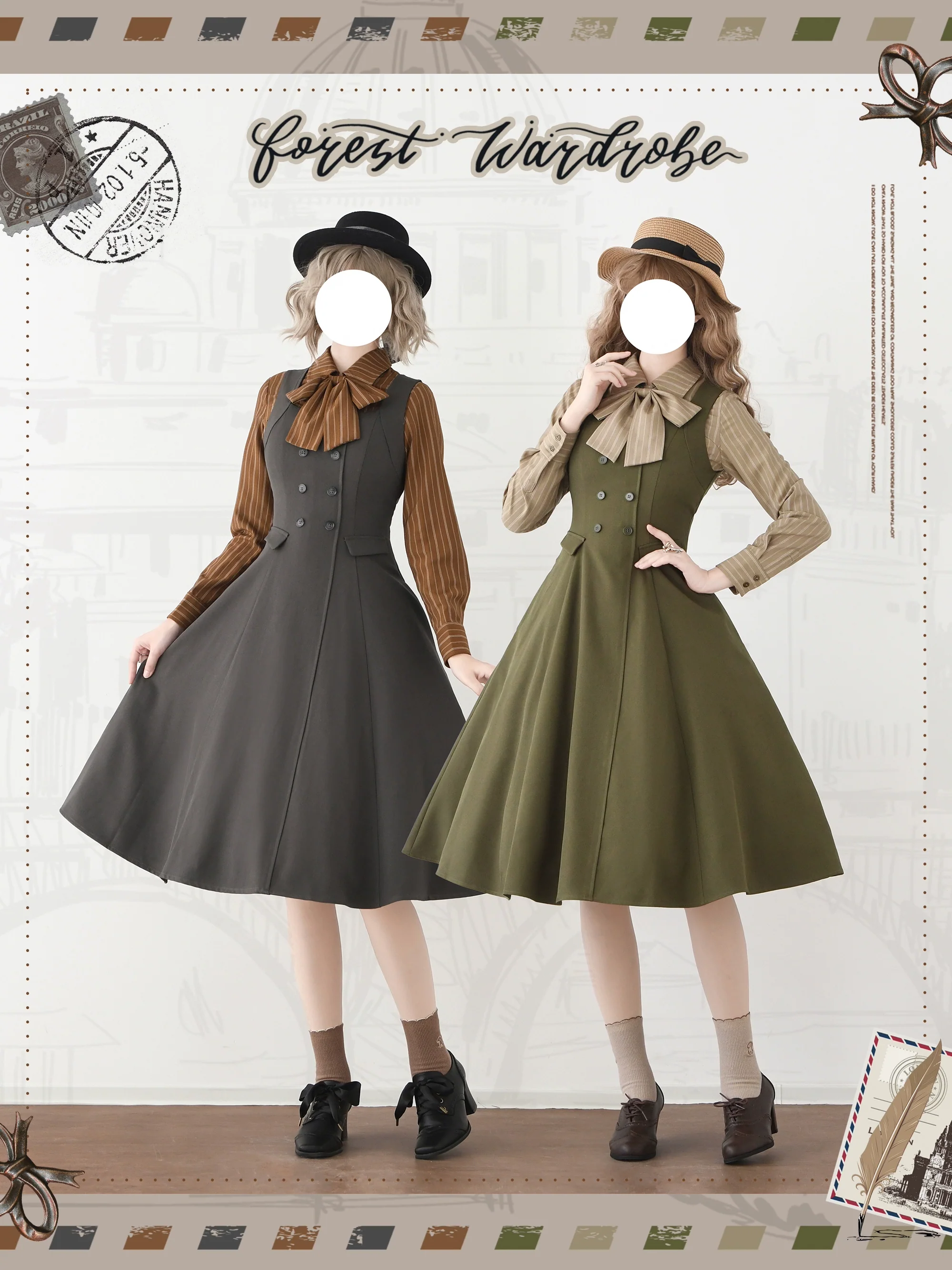Foggy Forest - Elegant Lolita A-line JSK Dress, Side Pockets - Image 6