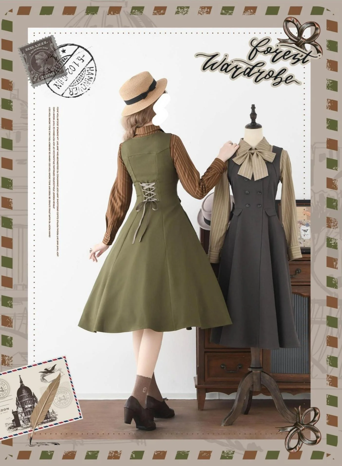 Foggy Forest - Elegant Lolita A-line JSK Dress, Side Pockets - Image 7