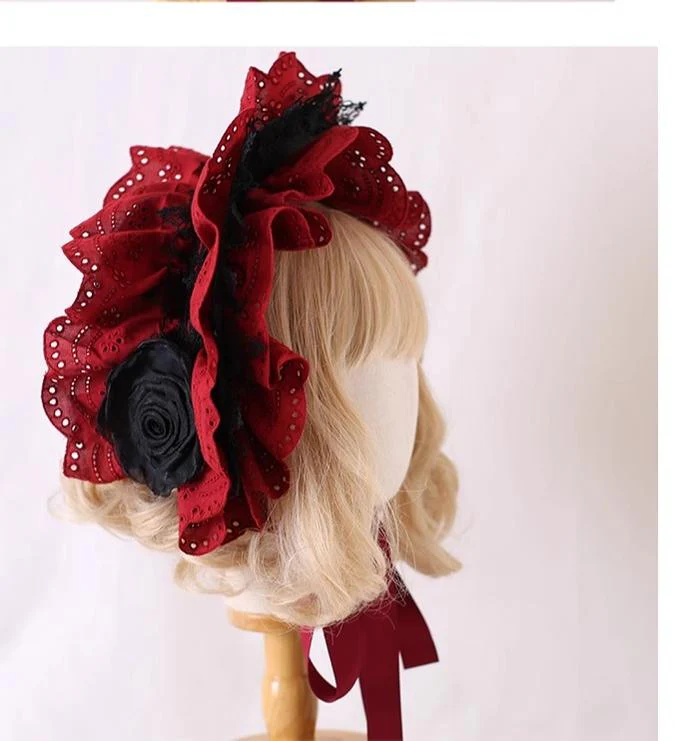 Xiaogui - Classic Lolita Bonnet Lace Elegant Lolita Hat - Image 3
