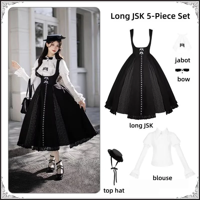 Monochrome Sonata - Classic Lolita Bust-supporting JSK Set, Piano Inspired - Image 28