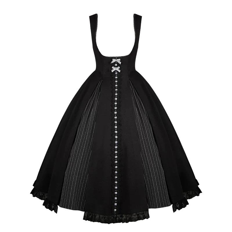 Monochrome Sonata - Classic Lolita Bust-supporting JSK Set, Piano Inspired - Image 32