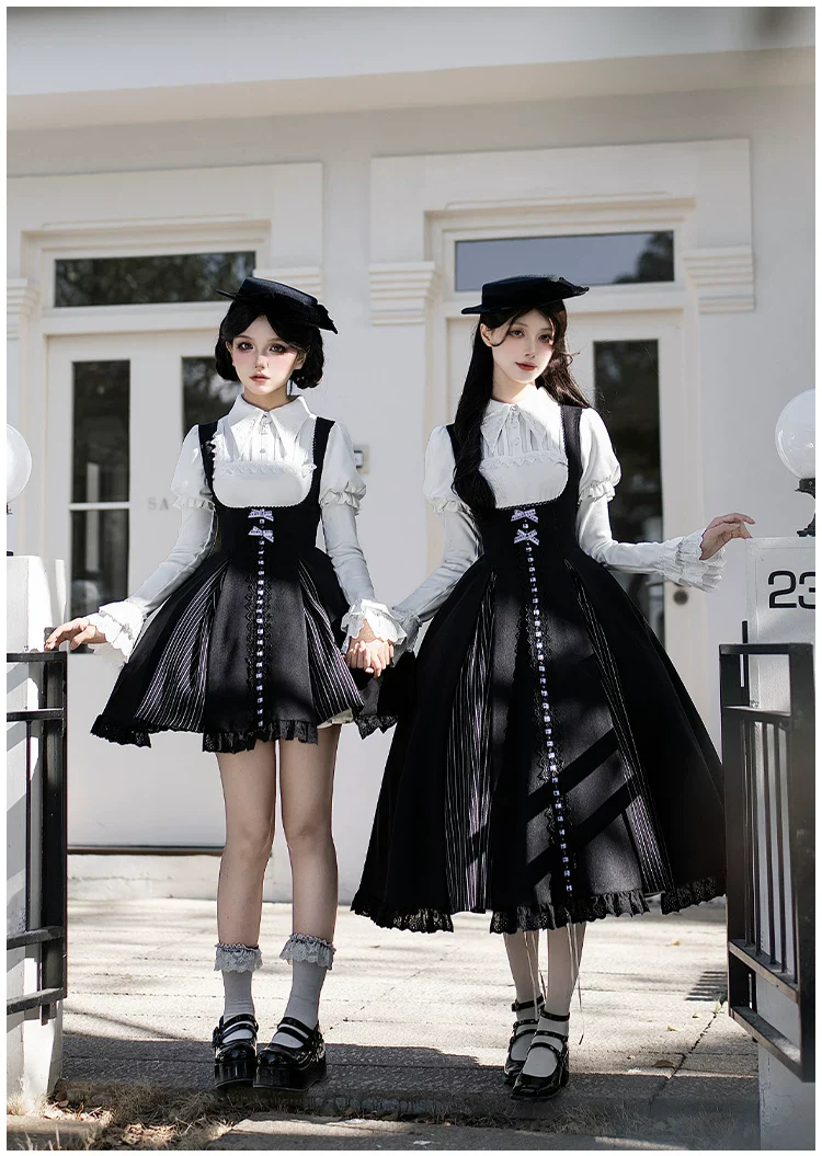Monochrome Sonata - Classic Lolita Bust-supporting JSK Set, Piano Inspired - Image 8
