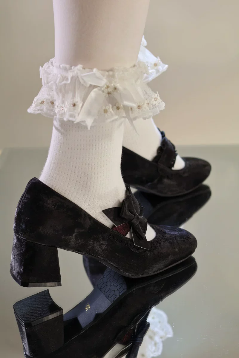 Heidi Manor - Classic Lolita Chunky Heels Shoes, Cutout Trims - Image 19