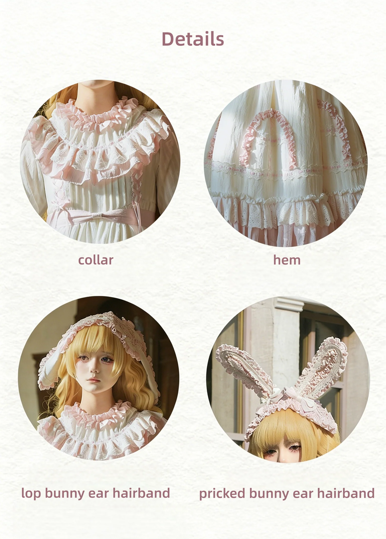 Lilian - Classic Lolita Doll-like Dress, Bunny Ear Hairband - Image 4
