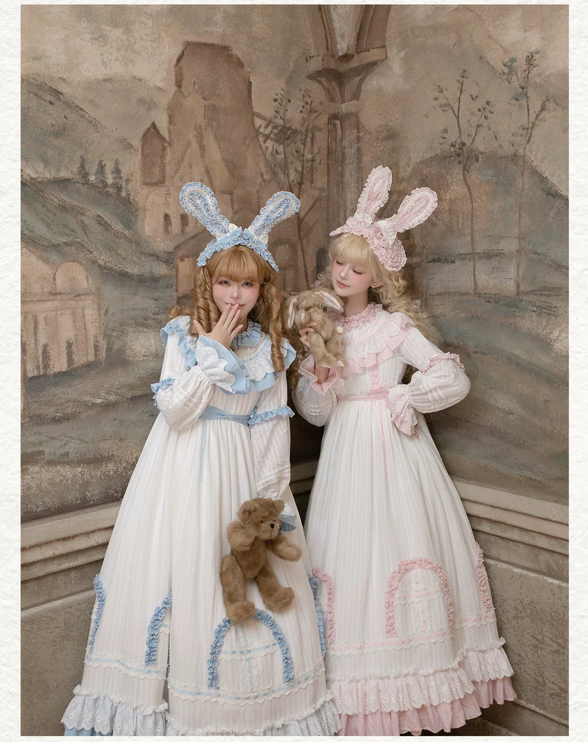 Lilian - Classic Lolita Doll-like OP Dress, Bunny Ear Hairband - Image 10