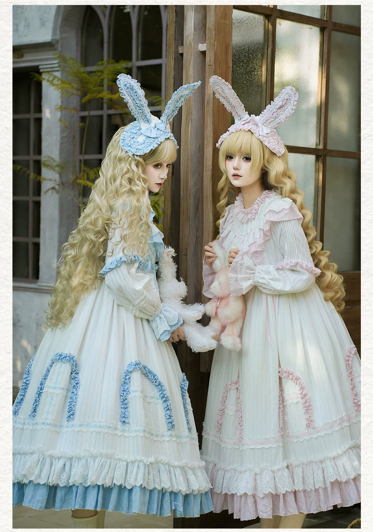 Lilian - Classic Lolita Doll-like OP Dress, Bunny Ear Hairband - Image 12