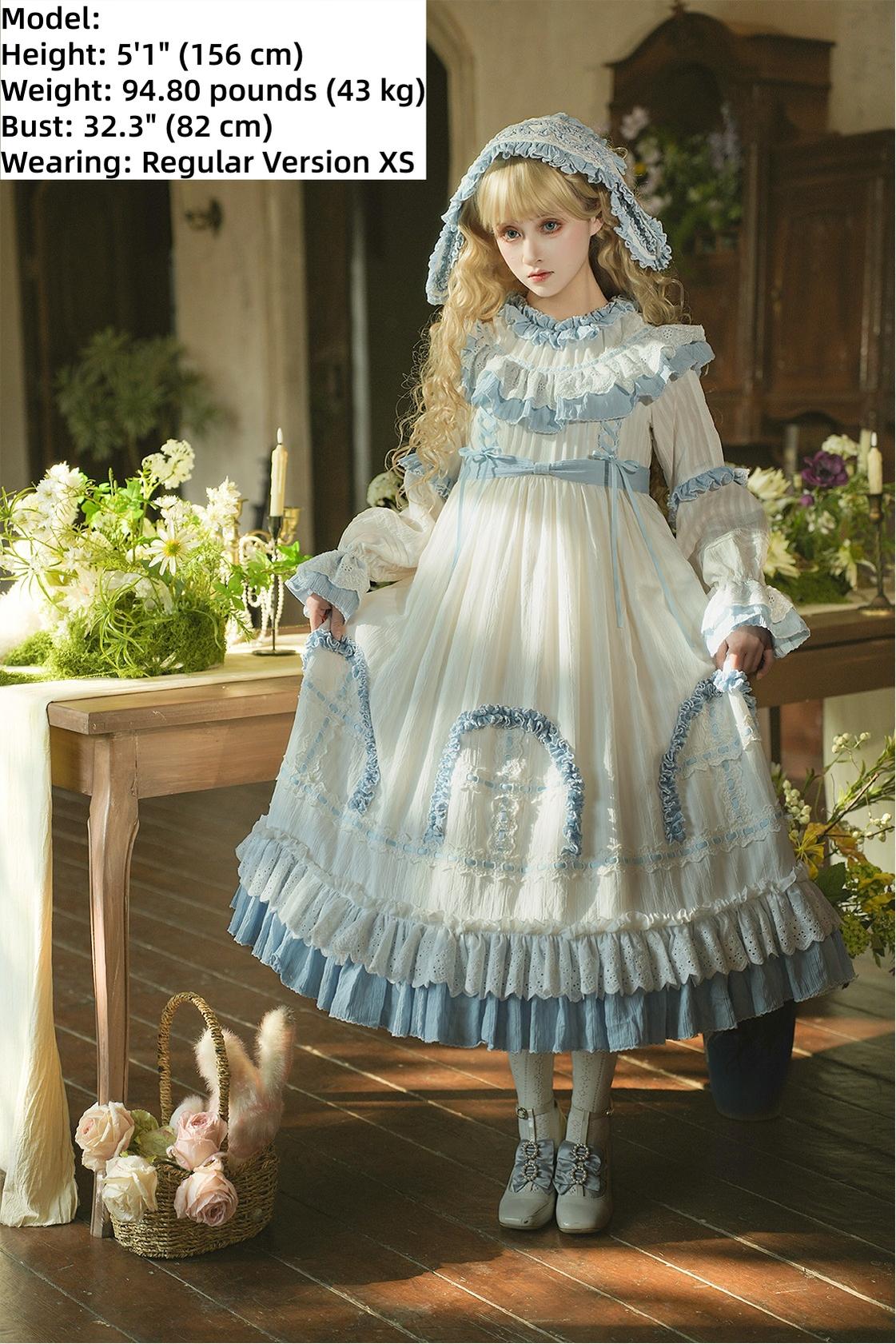 Lilian - Classic Lolita Doll-like OP Dress, Bunny Ear Hairband - Image 5