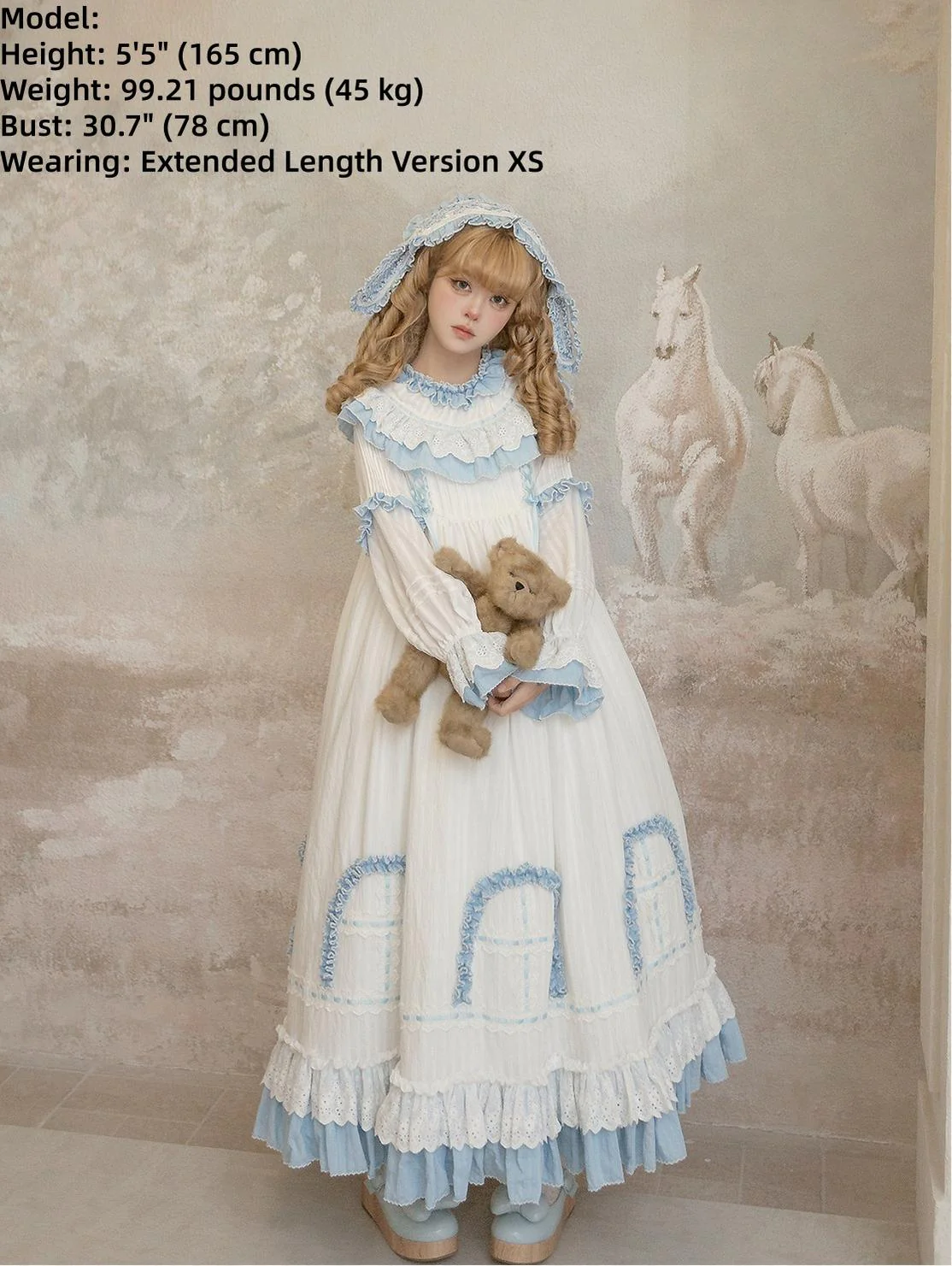 Lilian - Classic Lolita Doll-like OP Dress, Bunny Ear Hairband - Image 6
