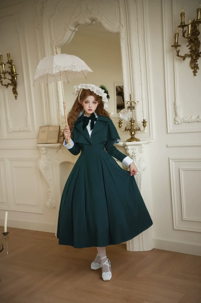 Sicily Original Design - Donia Miss - Classic Lolita Faux Two-piece OP Dress, Back Zipper - Image 10