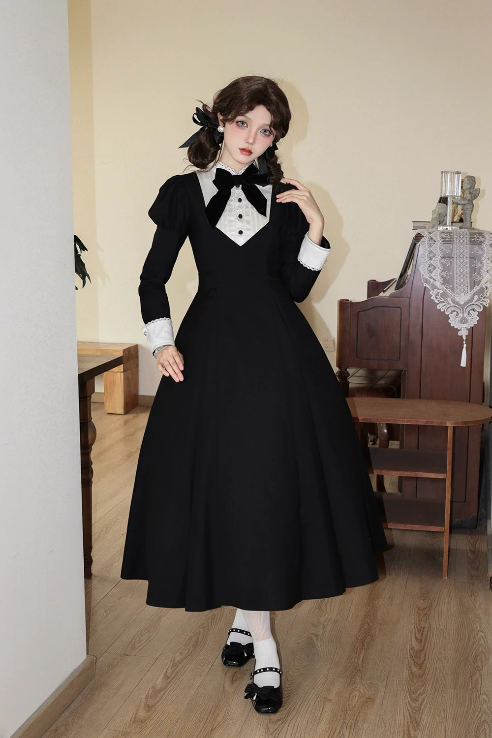 Sicily Original Design - Donia Miss - Classic Lolita Faux Two-piece OP Dress, Back Zipper - Image 3