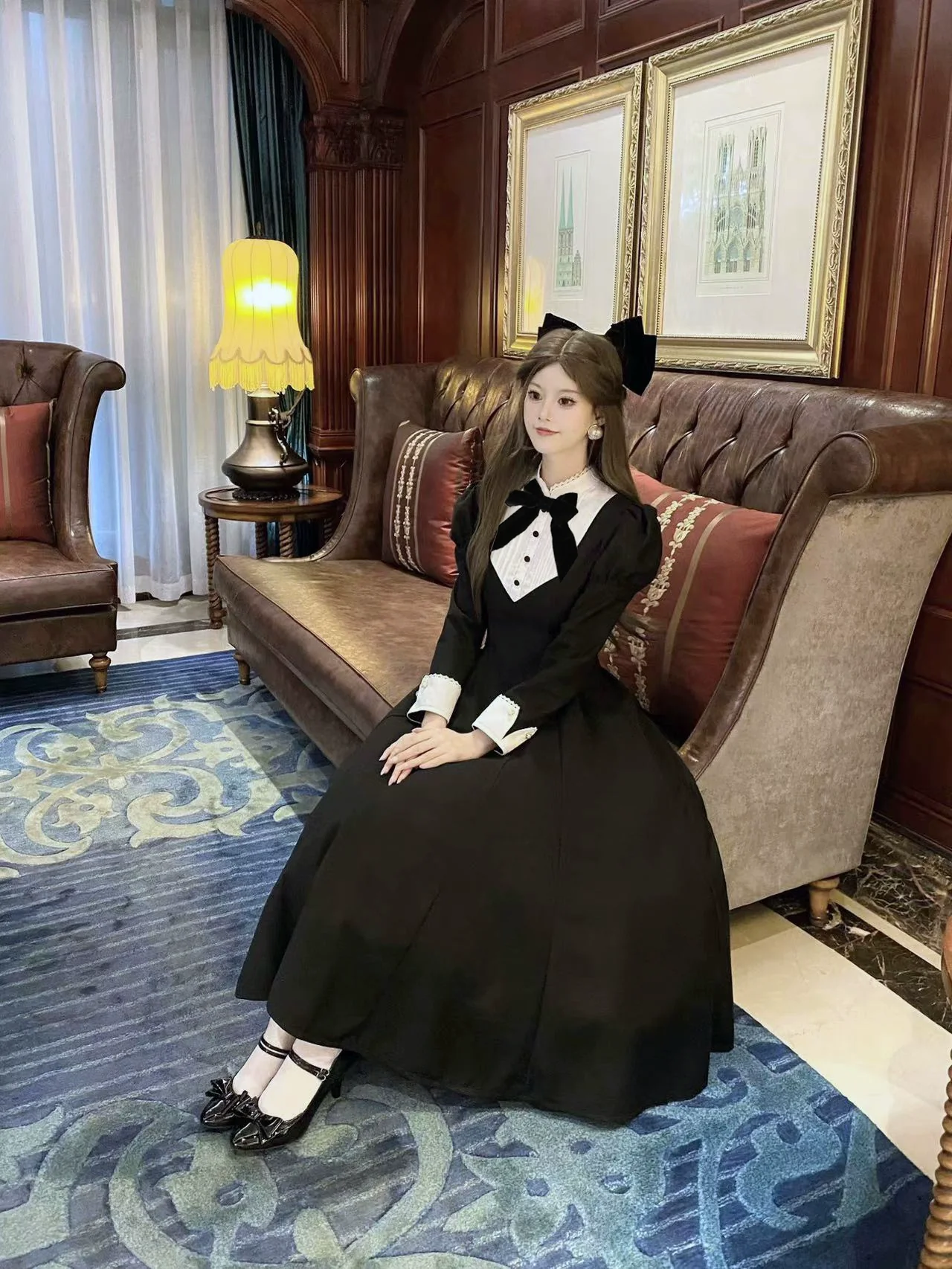 Sicily Original Design - Donia Miss - Classic Lolita Faux Two-piece OP Dress, Back Zipper - Image 8