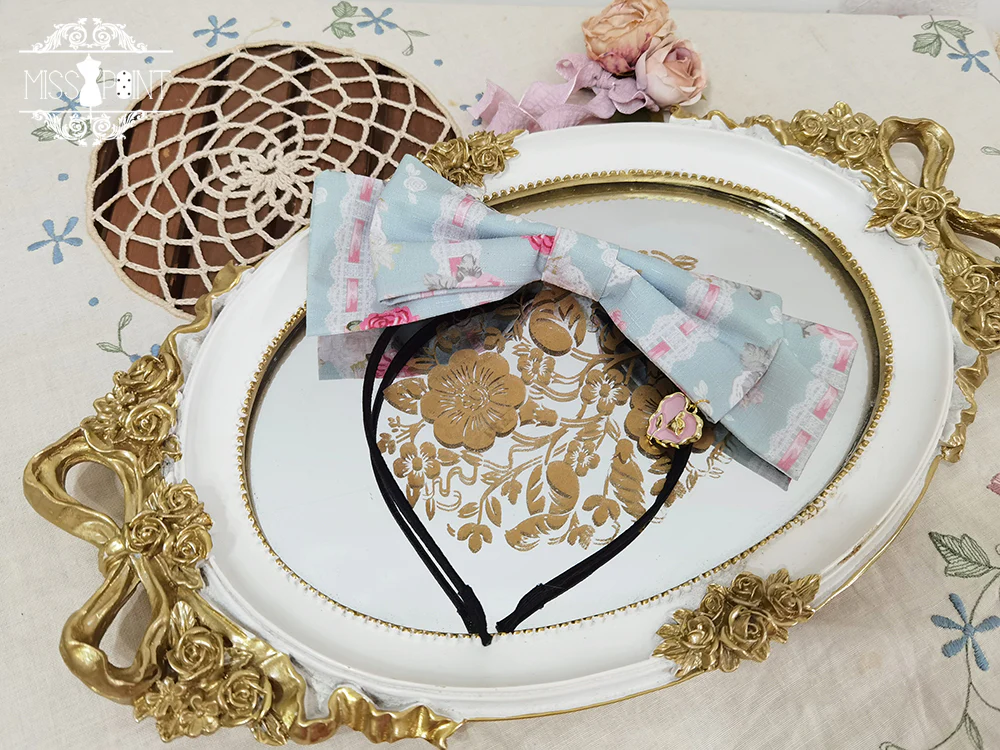 Lilyka Garden - Classic Lolita Headdress and Necklace Brooch Bow Trailing - Image 15