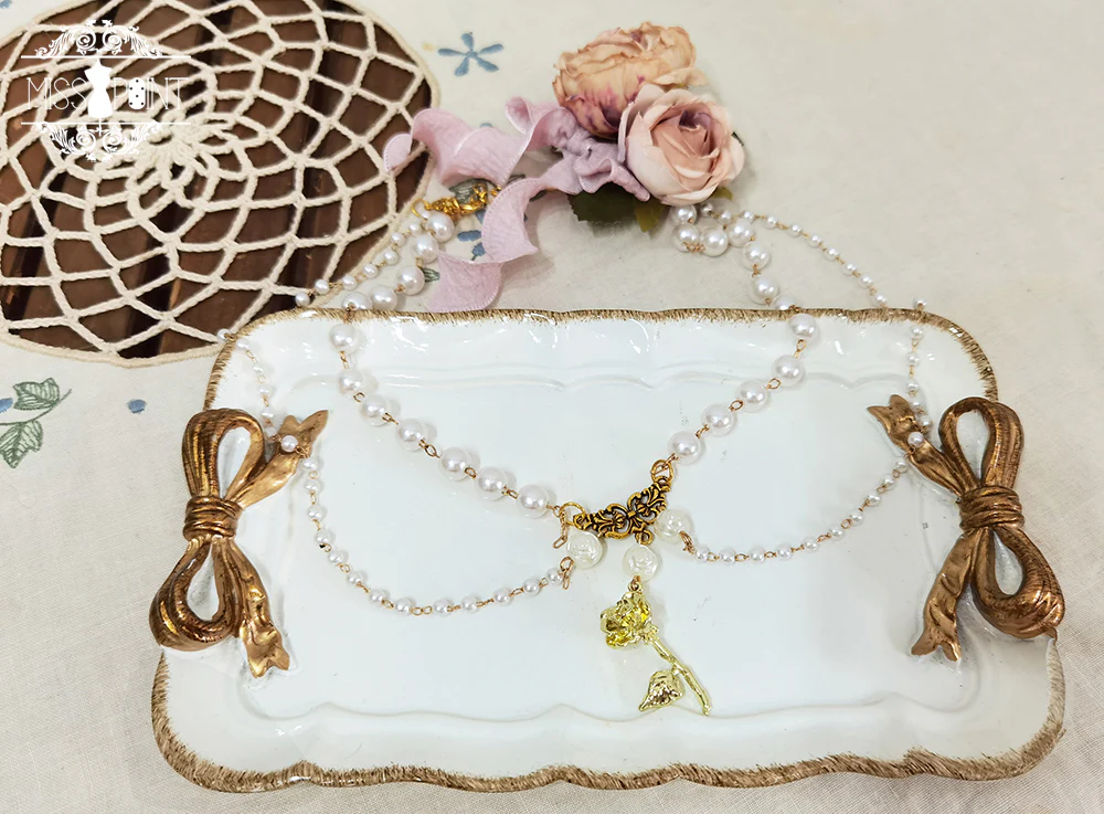 Lilyka Garden - Classic Lolita Headdress and Necklace Brooch Bow Trailing - Image 25