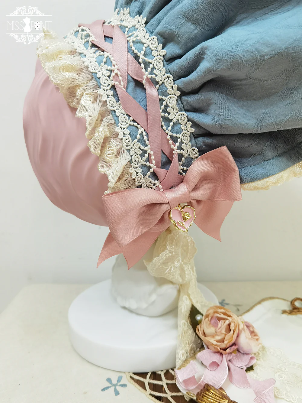 Lilyka Garden - Classic Lolita Headdress and Necklace Brooch Bow Trailing - Image 5