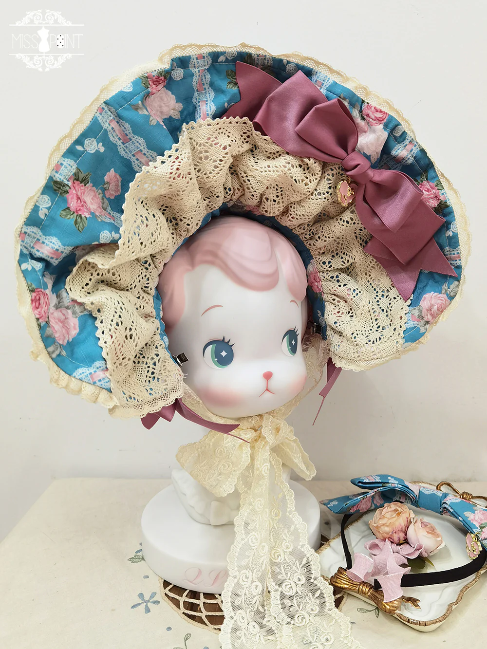 Lilyka Garden - Classic Lolita Headdress and Necklace Brooch Bow Trailing - Image 6