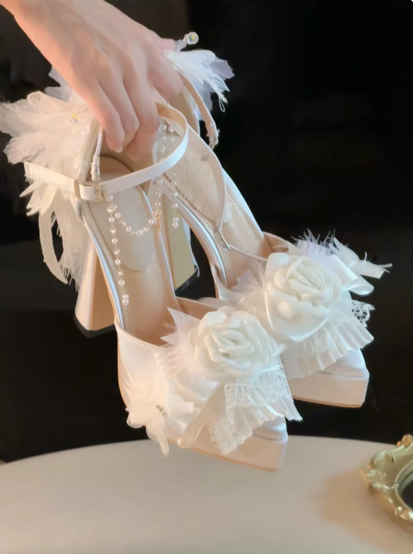 Feather Spirit - Classic Lolita Heel Shoes, Feather Decoration - Image 25