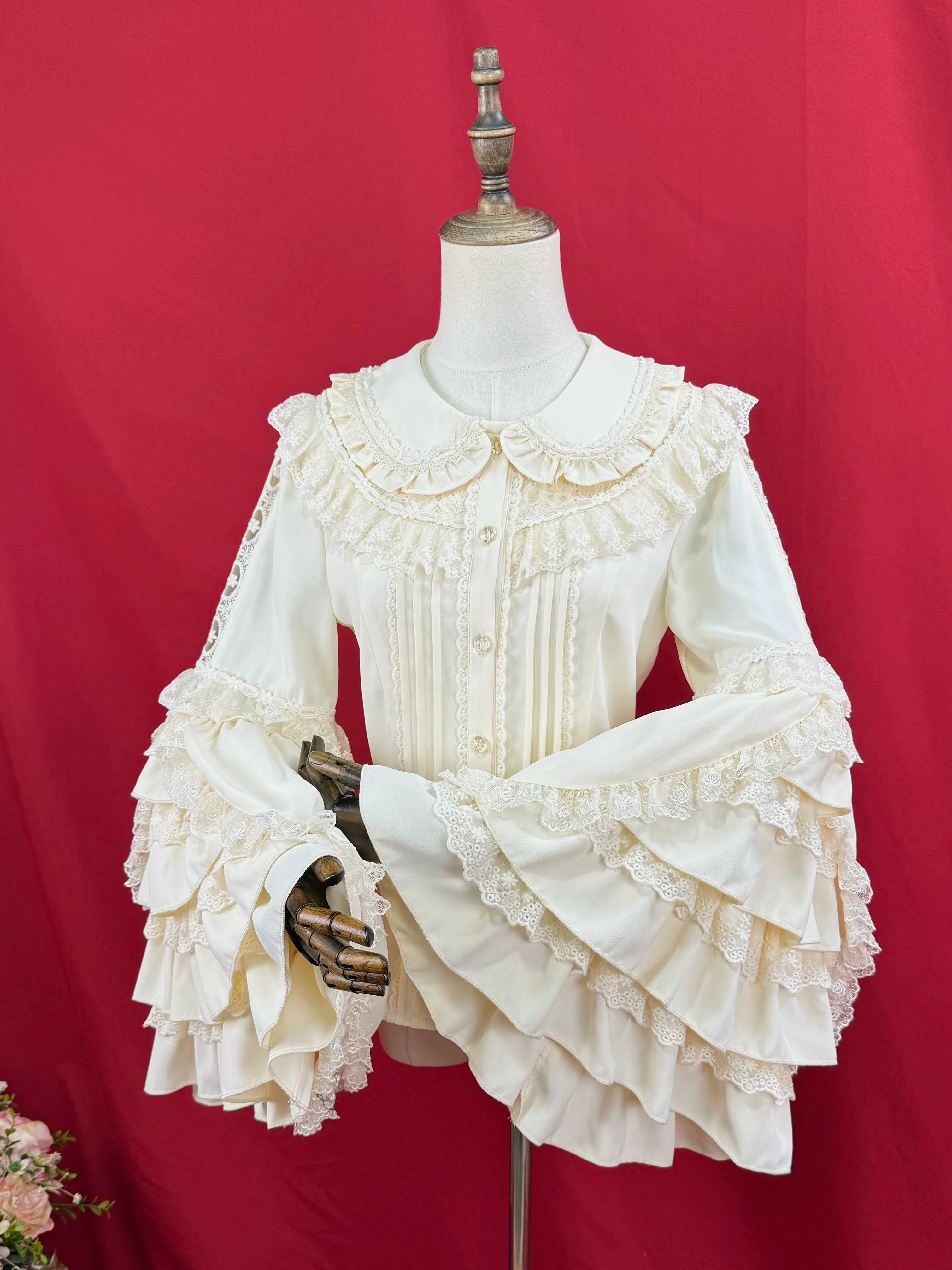 Snow Mochi - Classic Lolita Hime Sleeve Shirt, Lace Accent - Image 10