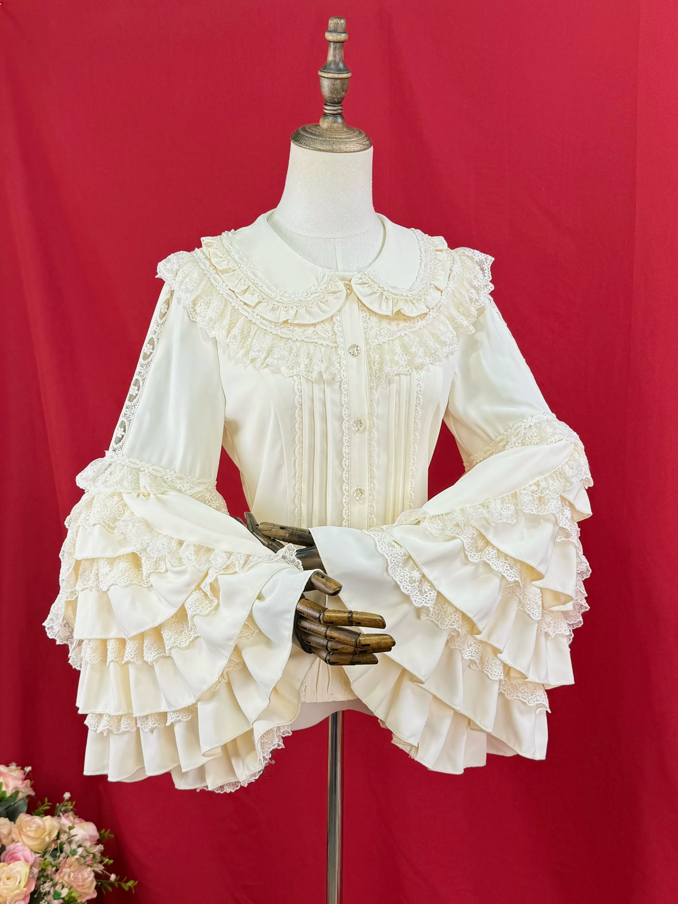Snow Mochi - Classic Lolita Hime Sleeve Shirt, Lace Accent - Image 12