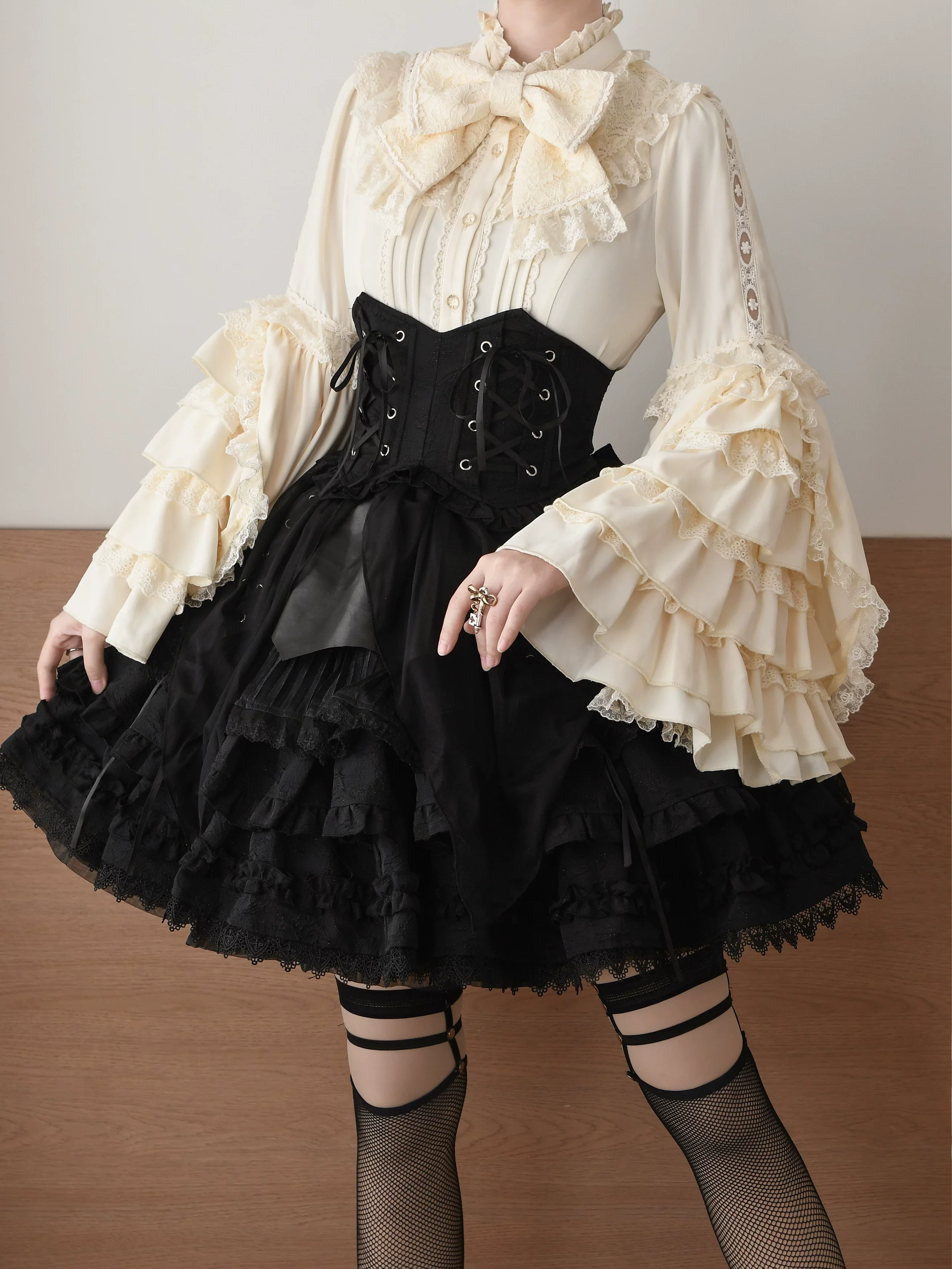 Snow Mochi - Classic Lolita Hime Sleeve Shirt, Lace Accent - Image 14