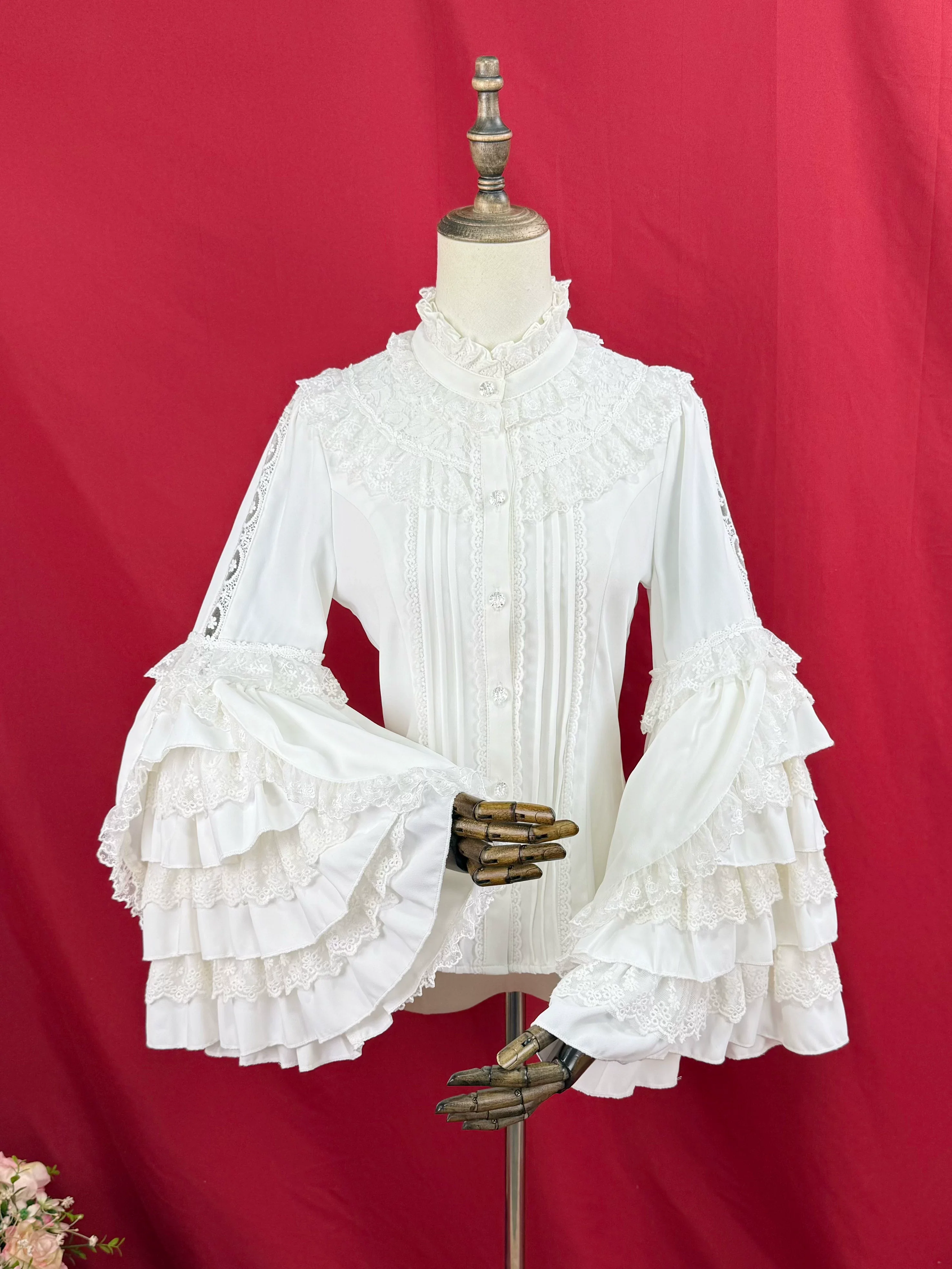 Snow Mochi - Classic Lolita Hime Sleeve Shirt, Lace Accent - Image 3