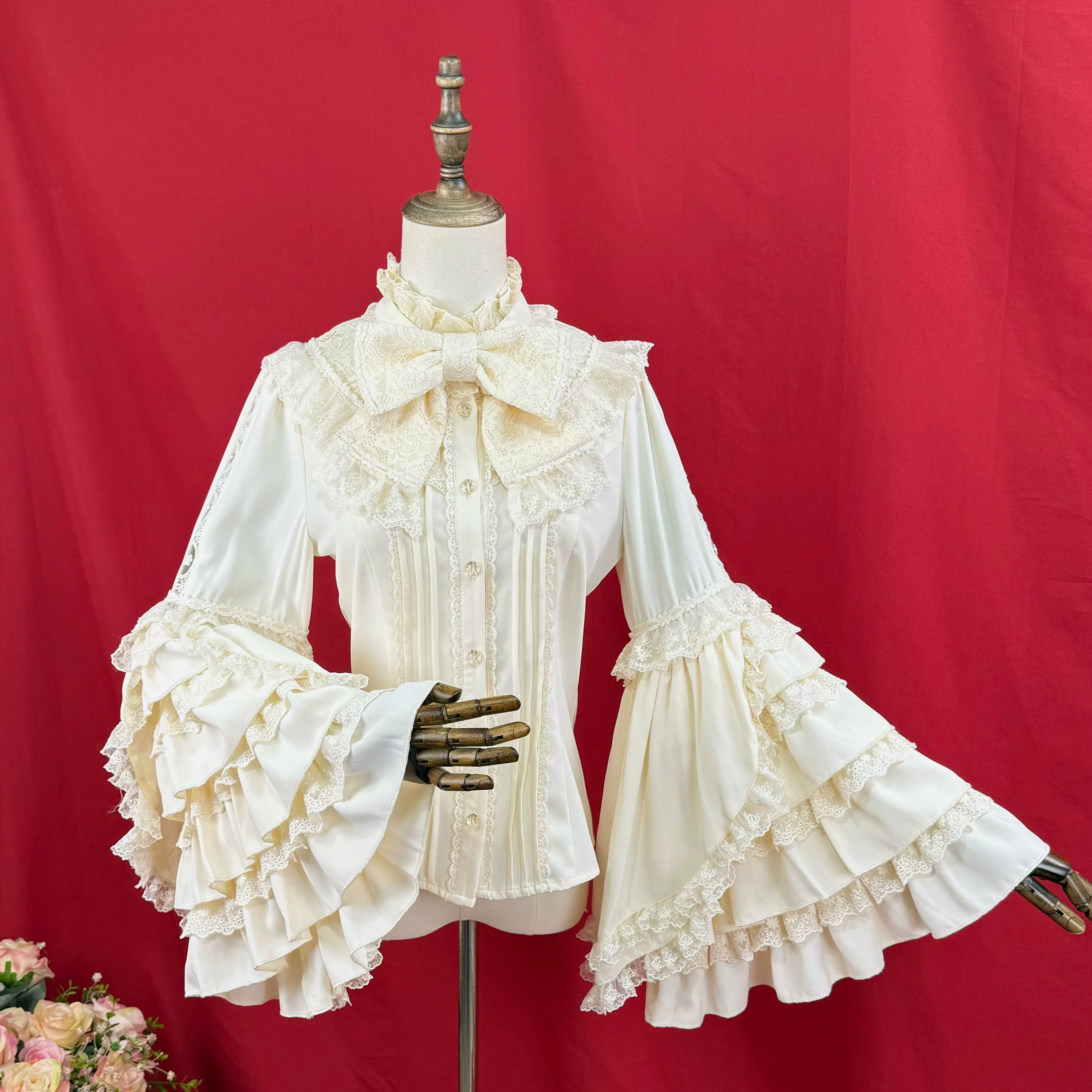 Snow Mochi - Classic Lolita Hime Sleeve Shirt, Lace Accent - Image 5
