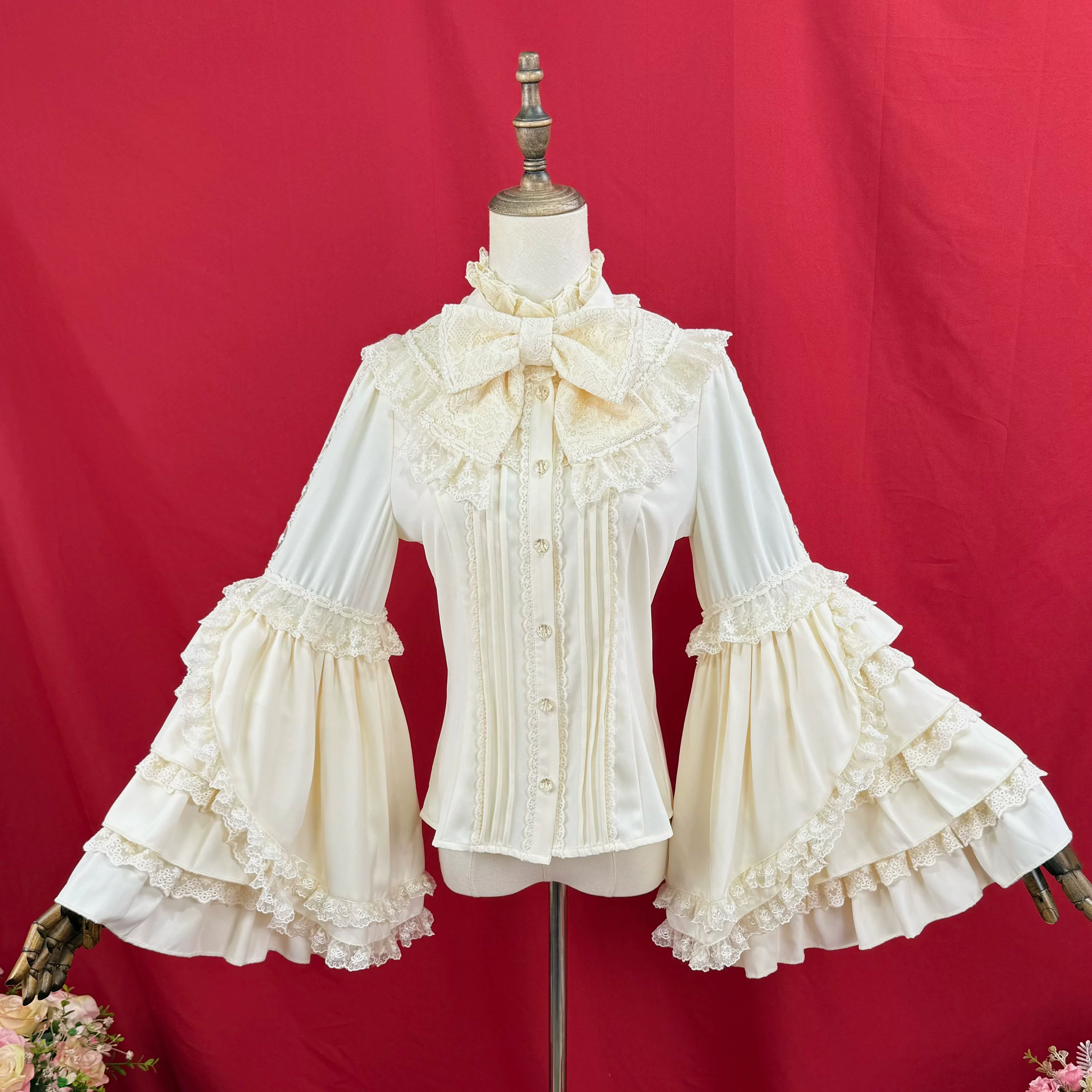 Snow Mochi - Classic Lolita Hime Sleeve Shirt, Lace Accent - Image 6